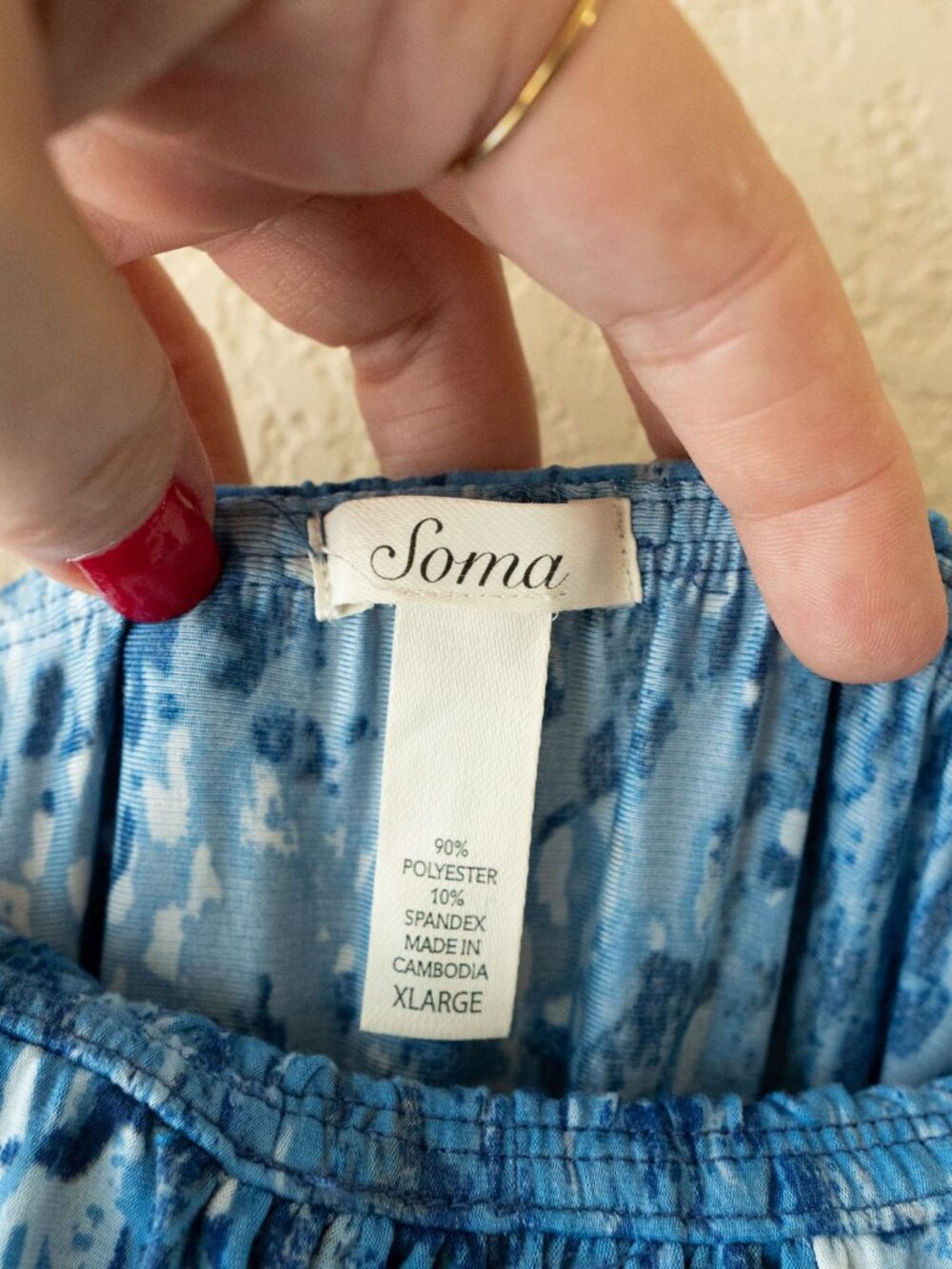 Soma Flounce Bandeau Maxi Dress Womens XL Waterfall Blue Abstract Strapless - Picture 4 of 13